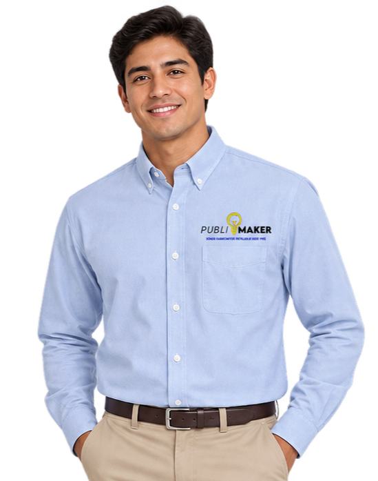 Camisa Oxford Manga Larga puesta por hombre