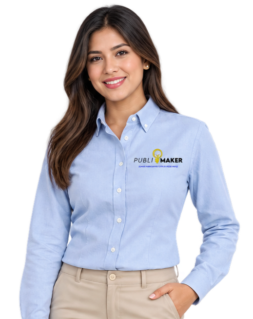 Camisa Oxford Manga Larga puesta por mujer