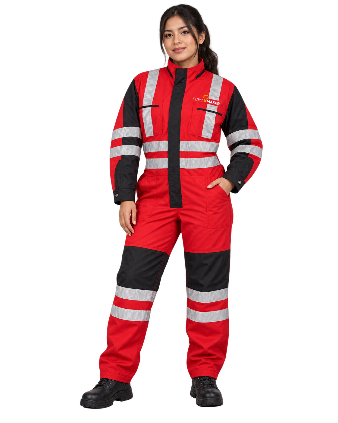 Mameluco Industrial Reflectivo puesto por mujer