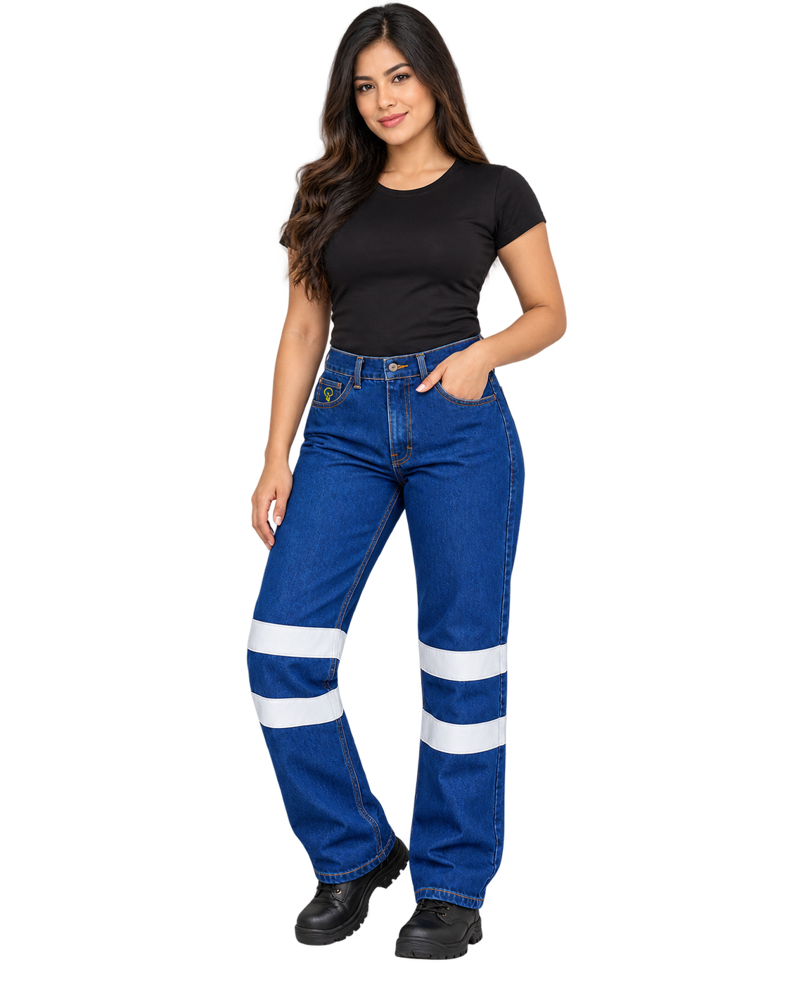 Pantalón Jean Reflectivo puesto por mujer
