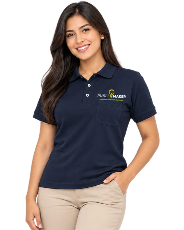 Polo Camisero con Bolsillo puesto por mujer