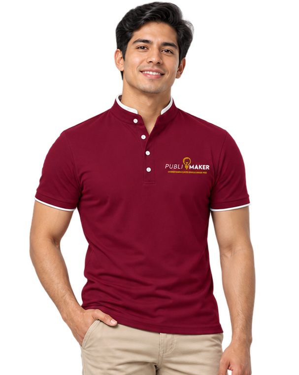 Polo Camisero Cuello Mao puesto por hombre