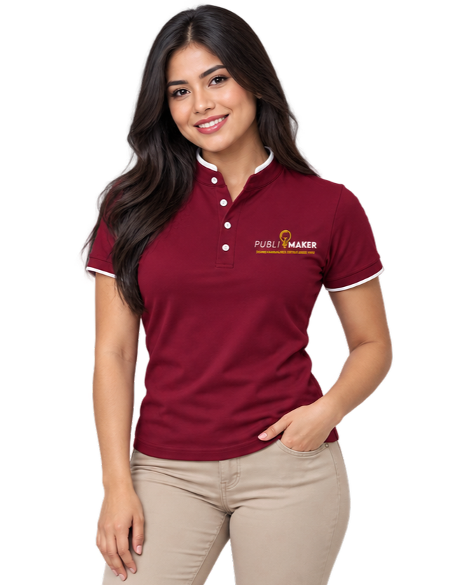 Polo Camisero Cuello Mao puesto por mujer